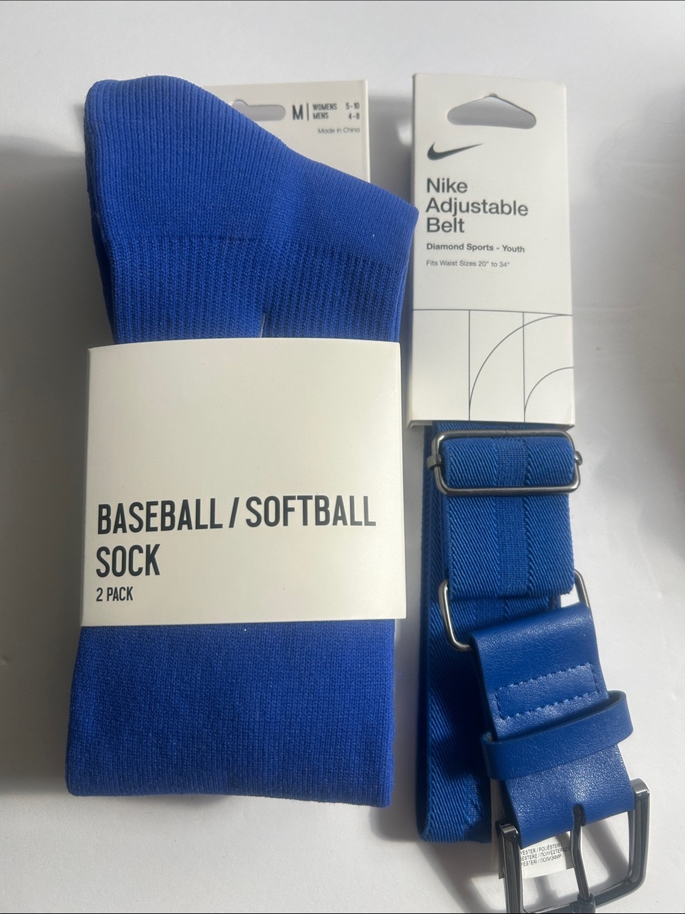 DSG Blue Athletic Baseball/Softball Socks with Matching Blue NikeAdjustable Belt